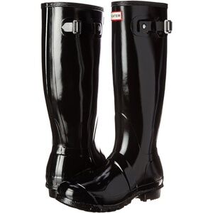 Hunter  Original Tall Gloss Rain Boots, Black, Size 4